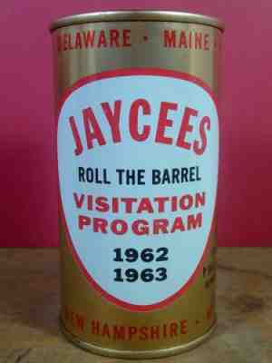 1962 1963 BALLANTINE JAYCEES - Roll The Barrel - 12 oz FLAT TOP BEER CAN -Last 1