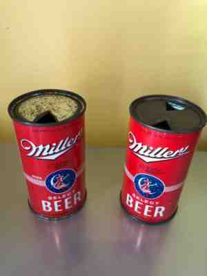 2 STUNNERS *** MILLER Flat Top Beer Cans Cone Zip Top Pull Can *** GEORGOUS