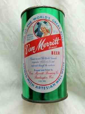 12oz Van Merritt Brand Beer Flat Top Beer Can Van Merritt Burlington Wisconsin