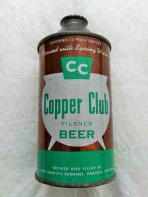 12oz Copper Club Pilsner Beer Cone Top Beer Can A. Haas Hancock Michigan