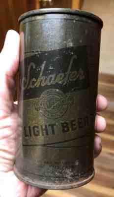 WWII US Army Food Ration OD Schaefer Light Beer Flat Top Can Sealed But Empty