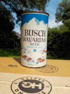 BUSCH BAVARIAN AT TAMPA FLORIDA 4 CITY FLAT TOP OLD BEER CAN FLORIDA STAMP