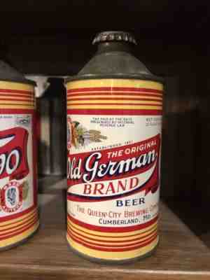 Vintage Old German Lager Beer, empty Cone top beer can, Queen City Brewing