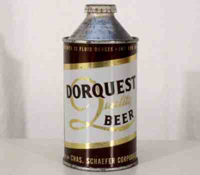 DORQUEST IRTP CONE TOP BEER CAN+BOTTLE CAP CHARLES SCHAEFER BROOKLYN NEW YORK NY