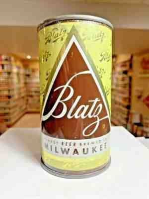 Blatz Christmas YELLOW Flat Top Beer Can 39-16 Milwaukee WI EMPTY