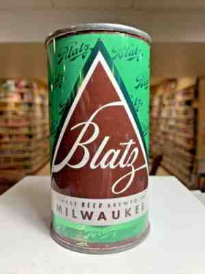 Blatz Christmas GREEN Flat Top Beer Can 39-13 Milwaukee WI EMPTY