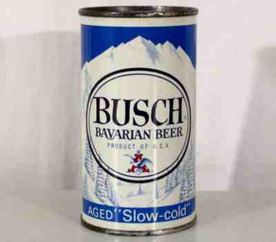 BUSCH BAVARIAN  SLOW COLD â?¢TAMPA FLORIDAâ?¢ FLAT TOP BEER CAN ST LOUIS MISSOURI BUD