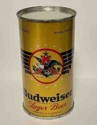 GOLD BUDWEISER LAGER BEER Flat Top Can OPENING INSTRUCTIONS EAGLE CLAW OI IRTP