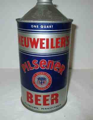 Neuweiler's Pilsner Beer Can -1 Quart - Cone Top - Allentown, Pa.