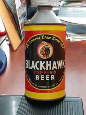 Blackhawk Topping Beer Cone Top (Empty) Can, Blackhawk Brewing, Davenport, Iowa