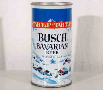 BUSCH BAVARIAN   ? 10 OUNCEâ?¢ TAB TOP BEER CAN SAINT LOUIS, MISSOURI BUDWEISER PULL+