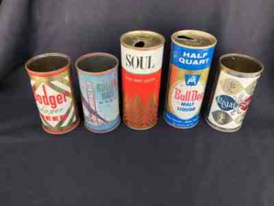 9 Maier Brewing Co. Beer Cans /102, Astro, Dodger, Golden Gate, Soul, Bull dog+