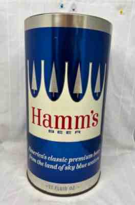 1960 s 19" Tall Hamm s Beer Trash/Ash Can w/ Pine Tree Design