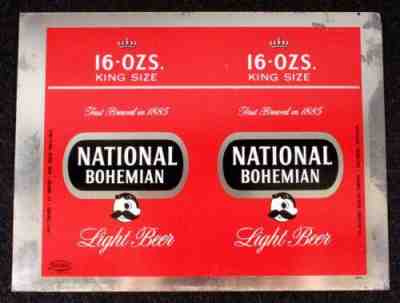 NATIONAL BOHEMIAN 16 OUNCE UNROLLED FLAT TOP BEER CAN BALTIMORE, MARYLAND 16 OZ.