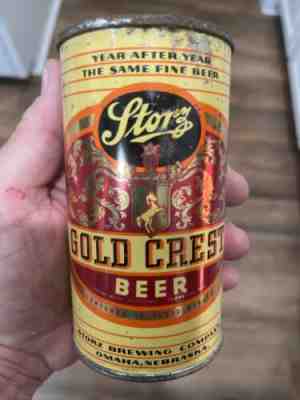 Storz Gold Crest Beer 12 Oz Flat Top EMPTY Beer Can Storz Brewing Omaha