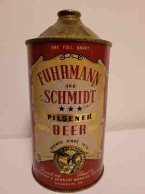 Extremely Rare Fuhrmann & Schmidt Pilsener One Quart Beer Cone Can Shamokin, PA!