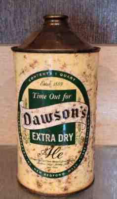 1950 DAWSON'S EXTRA DRY ALE QUART CONE TOP BEER CAN NEW BEDFORD MASS