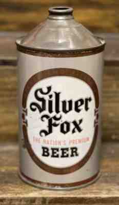RARE Vtg 30s SILVER FOX Quart Cone Top Beer Can HIGH GRADE 32 OZ CAP INDIANA EX+