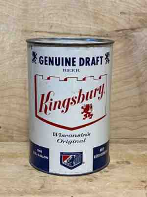 EX+ Vtg 50s 60s KINGSBURY PARTY BARREL 1 Gallon Beer Can WISCONSIN'S ORIGINAL