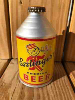 ESSLINGERS w CROWN Cone Top Beer Can Flat Top *** ORIGINAL & NEAR MINT CONDITION