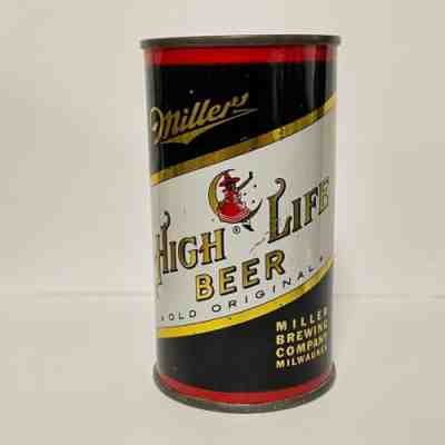 (BLACK) MILLER HIGH LIFE BEER OLD ORIGINAL FLAT TOP CAN USBC# 99-35 MILWAUKEE