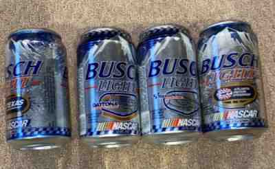 4 Vintage Busch Light NASCAR 12 Oz Beer Cans Texas Atlanta Daytona TALLADEGA
