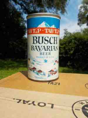 ZIP TOP BUSCH at ST LOUIS 4 CITY RED BAND TAB TOP OLD BEER CAN
