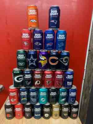 Budweiser BUD LIGHT 2016 NFL Limited Edition beer cans. 32 teams. Empty.