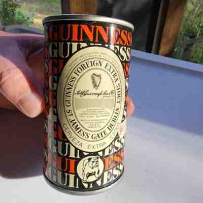 Rare Vintage Steel Guinness Beer Can Old Orange Black Extra Stout Bulldog