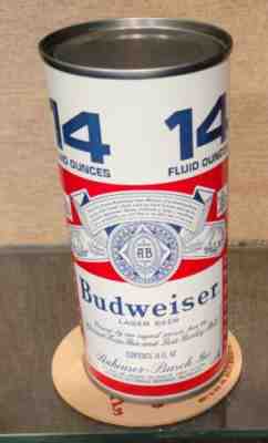 1973 14 OUNCE STRAIGHT STEEL FLAT TOP BUDWEISER BEER CAN 9 CITY ST LOUIS MO