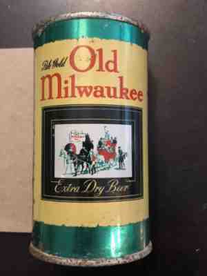 Old Milwaukee Beer can-green metallic, IRTP, c1941-Schlitz Brewing, Milwaukee,WI