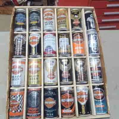 24 different Harley Davidson Beer cans Milwaukee Sturgis Daytona Motorcycle Bar