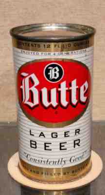 INDOOR 1950s BUTTE LAGER STEEL FLAT TOP BEER CAN BUTTE BREWING MONTANA EMPTY