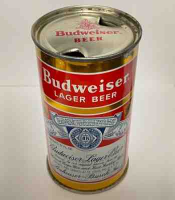 BUDWEISER LAGER BEER FLAT TOP CAN Split Label GOLD CAN St Louis MO VANITY LID