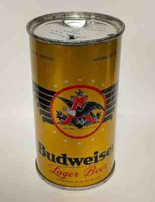 GOLD BUDWEISER LAGER BEER Flat Top Can OPENING INSTRUCTIONS IRTP OI EMPTY