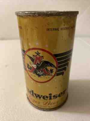 BUDWEISER LAGER GOLD OI IRTP Flat Top GOLD Empty Beer Can Copyright 1936 6