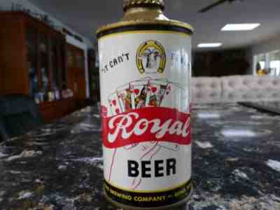 ROYAL BEER CONE TOP BEER CAN IT CANT BE BEAT, RENO BREWING, RENO NEVADA