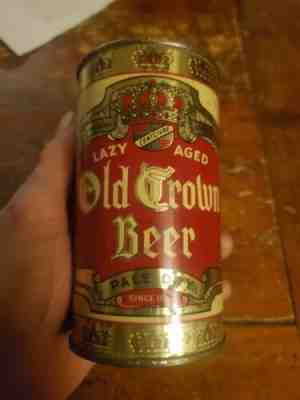 Beautiful Old Crown Premium Ale Open Instructional IRTP Flat Top Beer Can