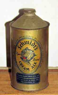 Schmidt's Cream Ale cone top ale beer tin orig cap very rare 4 sentence version
