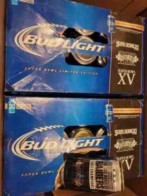 60 Raiders SUPER BOWL 18 Bud Light EMPTY beer cans