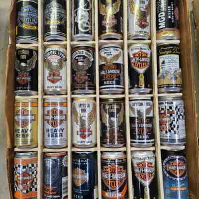 24 different Harley Davidson Beer cans Milwaukee Sturgis Daytona Motorcycle Bar