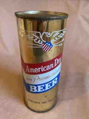 Half Quart Pint American Dry Extra Premium Lager Flat Top Beer Can Bottom Opened