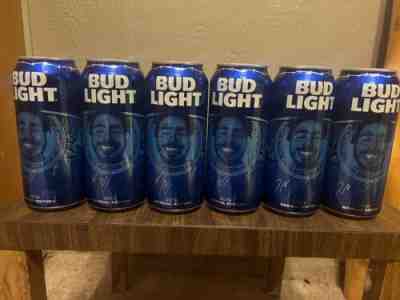 Post Malone Bud Light Cans EMPTY Beer Tabs Intact Posty Fan Present RARE 6 Cans!