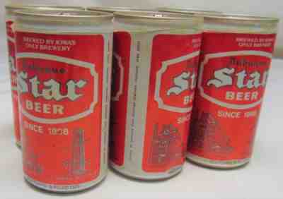 Vtg 80s Dubuque Star Beer Can Six 6 Pack Empty Cans Plastic Ring Flip Top Iowa