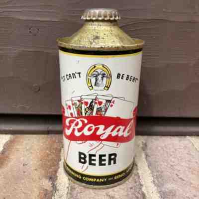 ROYAL BEER CONE TOP BEER CAN IT CANT BE BEAT, RENO BREWING, RENO NEVADA