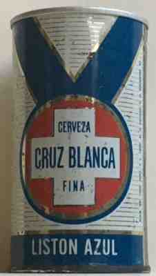 BEER CAN CERVEZA CRUZ BLANCA FINA LISTON AZUL MEXICO PULL TOP BEER CAN