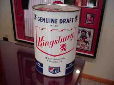 Vtg 50s 60s KINGSBURY PARTY BARREL 1 Gallon Beer Can WISCONSIN'S ORIGINAL