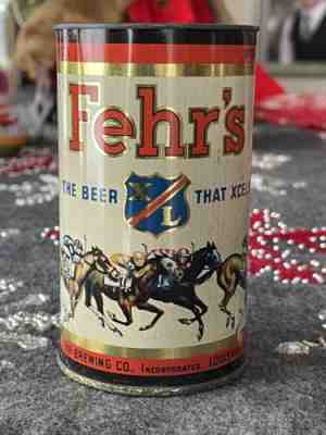 Nice Rare Fehr's X/L 12oz Cone Top Beer Can Mug J-Spout Derby Scene