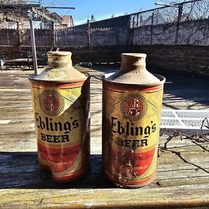 1930s Ebling's 2 Beer cans Very Rare Collectible Cone top