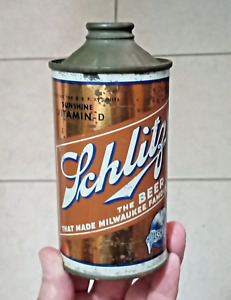 RARE 1940s? SCHLITZ BEER "Vitamin D" 12 oz. CONE TOP CAN
